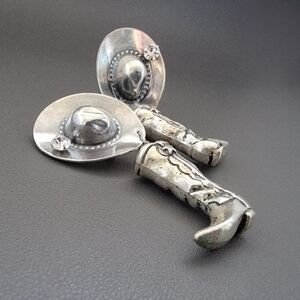 La Contessa by Mary De Marco Cowboy Boot & Hat Dangle Earrings | Vintage Western
